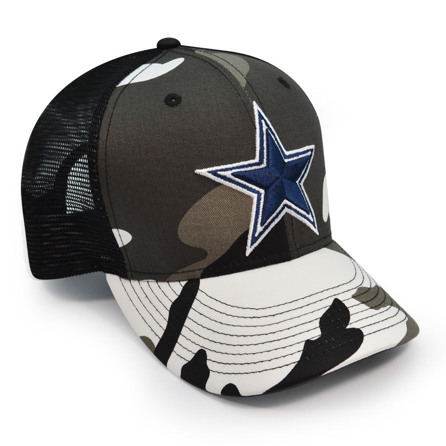 Dallas Cowboys New Era URBAN CAMO TRUCKER MESH 9Fifty Snapback NFL Hat - Navy/Gray/Black/White
