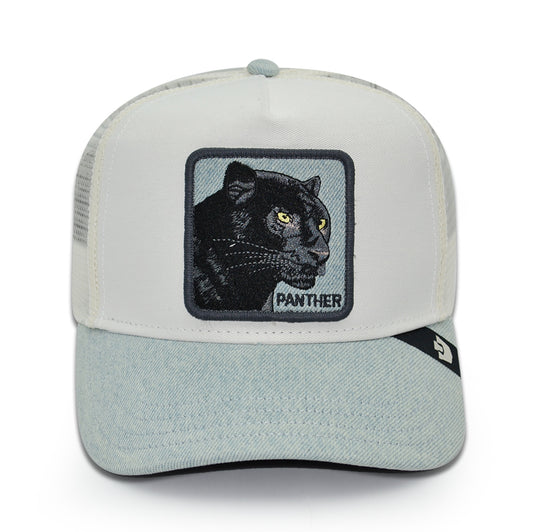 DENIM BLACK PANTHER Goorin Bros Mesh Trucker Snapback Hat - Dust/Light Denim