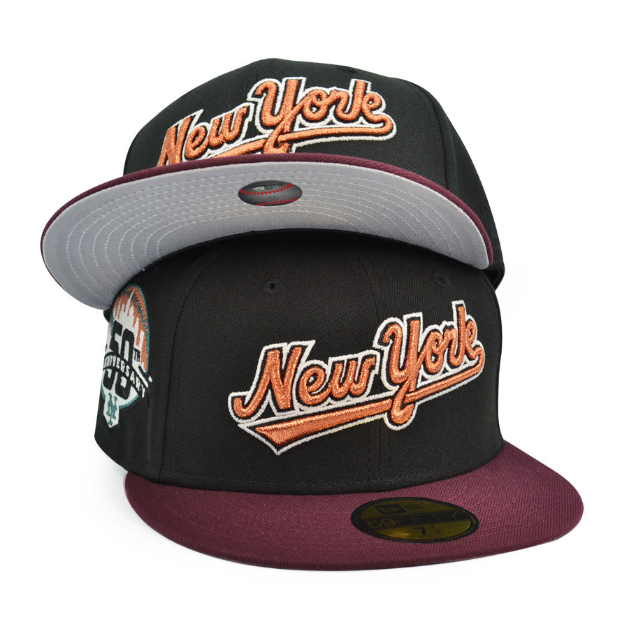 New York Mets 50th Anniversary New Era Exclusive 59Fifty Fitted Hat - Black/Maroon