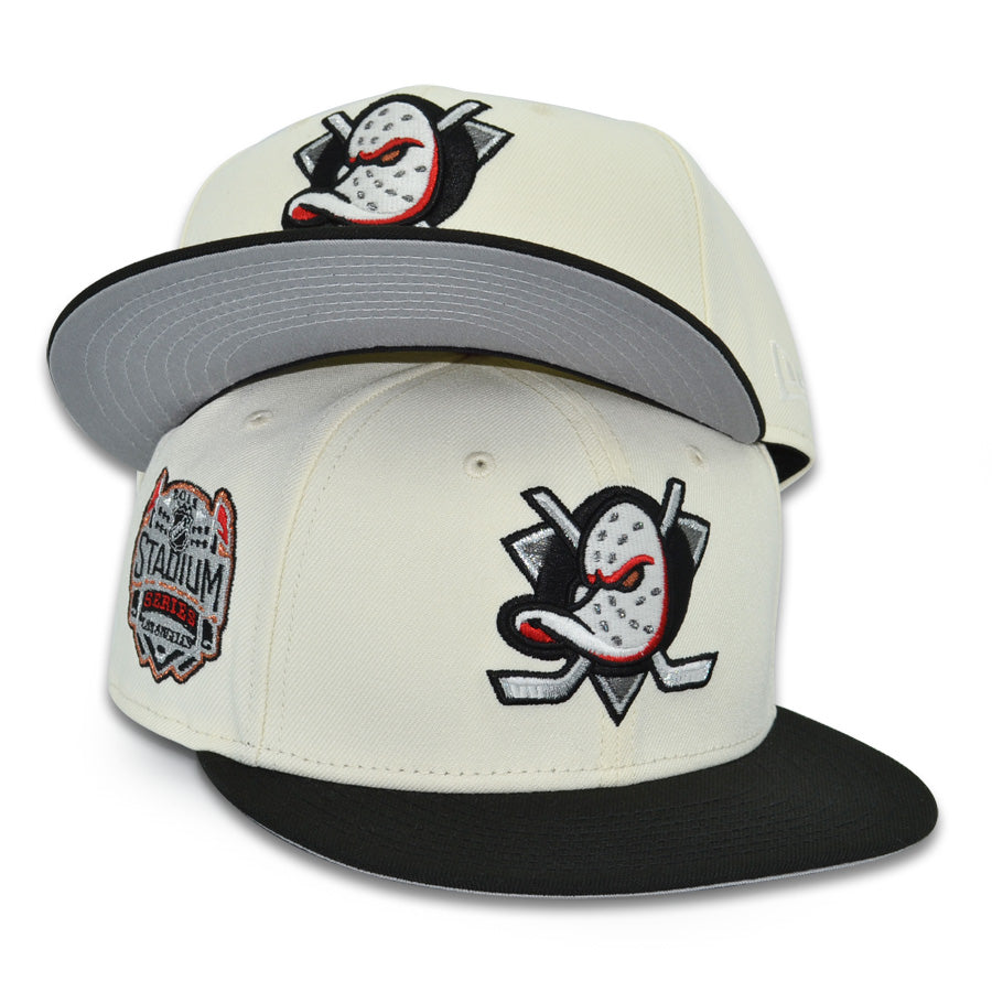 Anaheim Ducks "FORECHECK" Exclusive New Era 59Fifty Fitted Hat - Chrome/Black