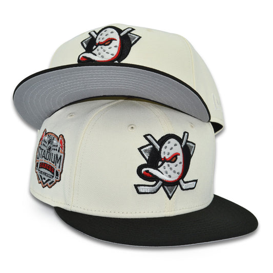 Anaheim Ducks "FORECHECK" Exclusive New Era 59Fifty Fitted Hat - Chrome/Black