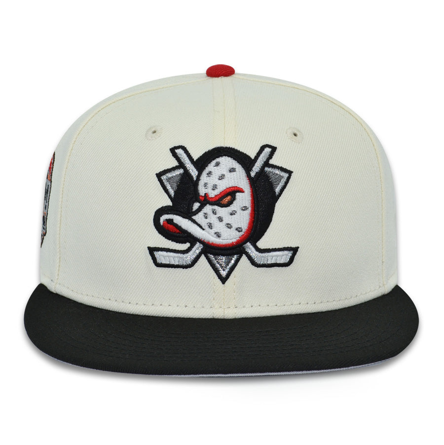 Anaheim Ducks "FORECHECK" Exclusive New Era 59Fifty Fitted Hat - Chrome/Black