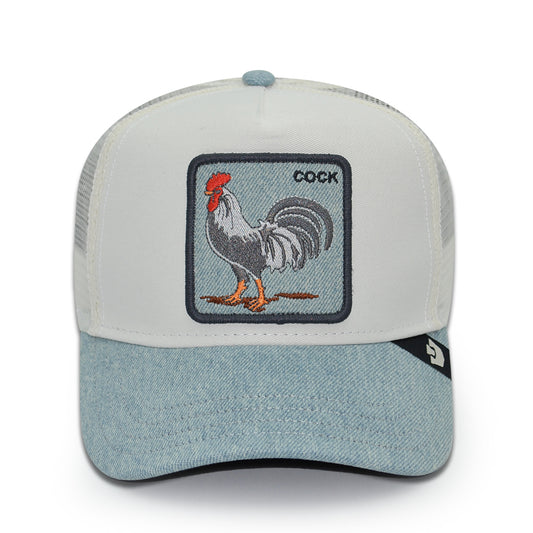 DENIM ROOSTER COCK Goorin Bros Mesh Trucker Snapback Hat - Dust/Light Denim