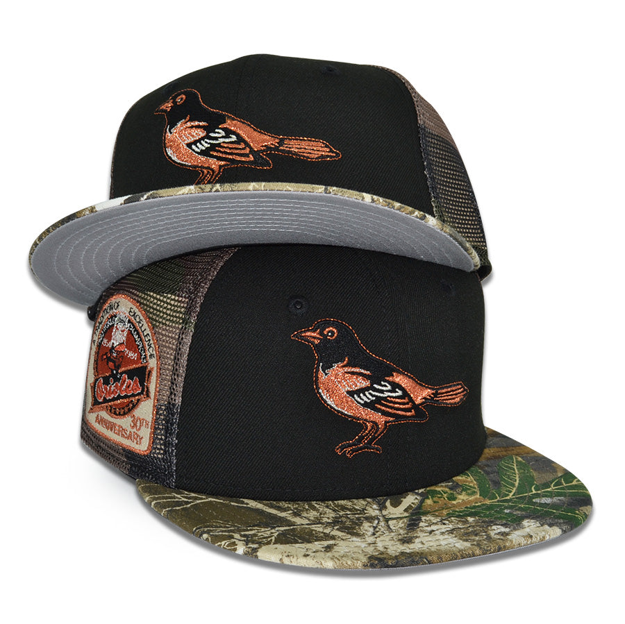 Baltimore Orioles "O'S ESCAPE" Exclusive New Era 59Fifty Fitted Hat - Black/Real Tree/Woodland Camo Mesh
