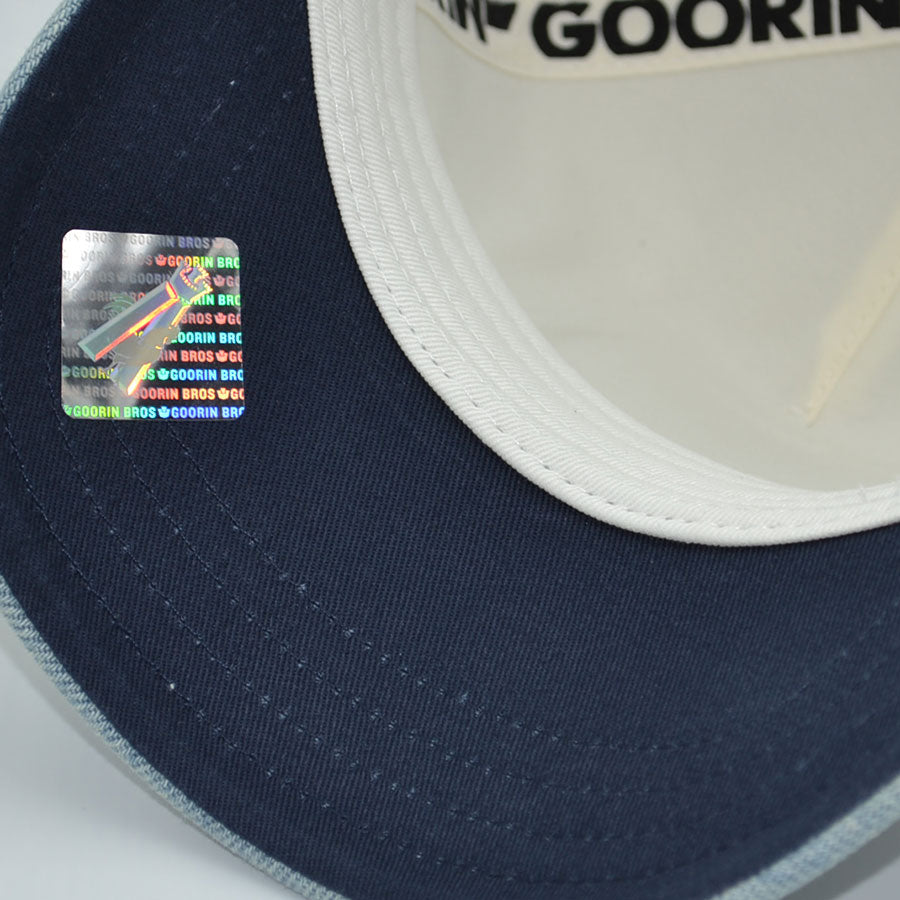 DENIM ROOSTER COCK Goorin Bros Mesh Trucker Snapback Hat - Dust/Light Denim