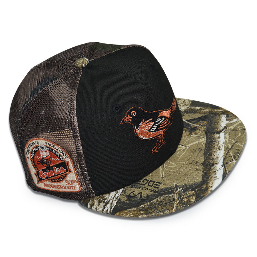 Baltimore Orioles "O'S ESCAPE" Exclusive New Era 59Fifty Fitted Hat - Black/Real Tree/Woodland Camo Mesh