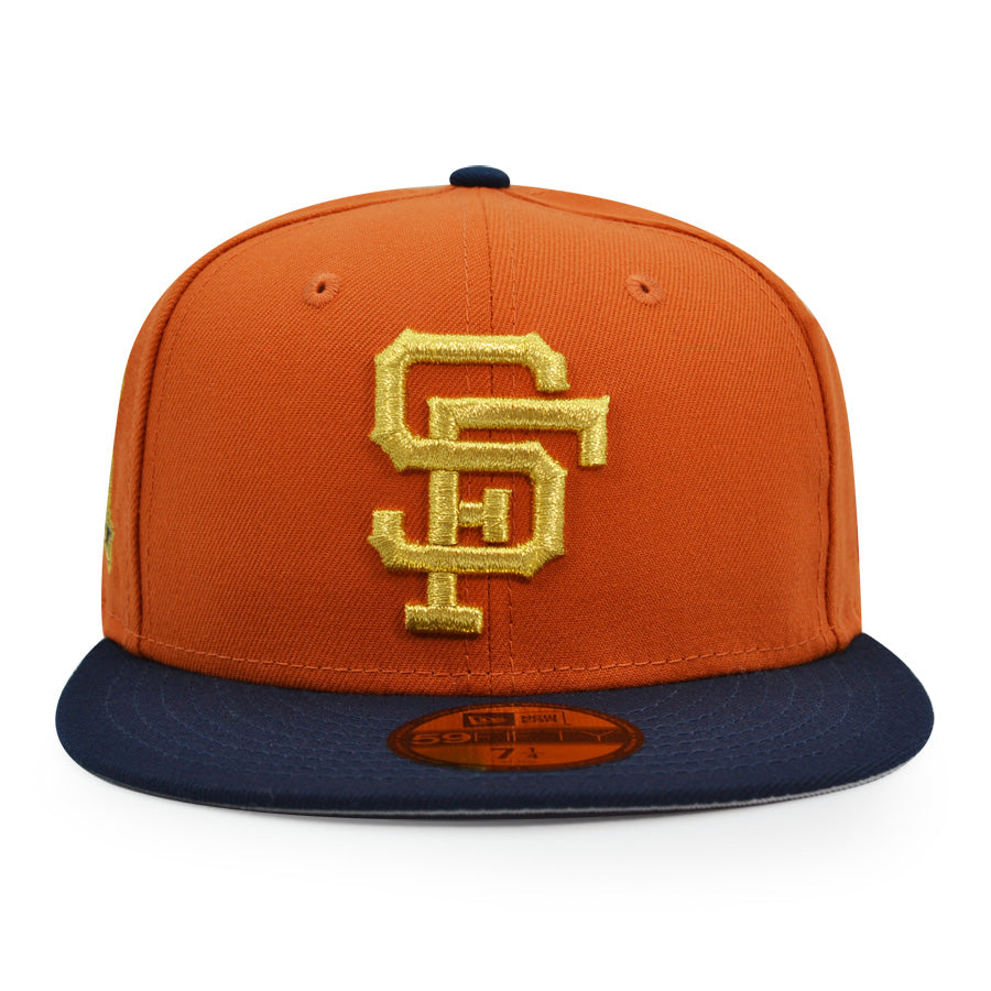 San Francisco Giants 50th ANNIVERSARY Exclusive New Era 59Fifty Fitted Hat - Flight Orange/Navy