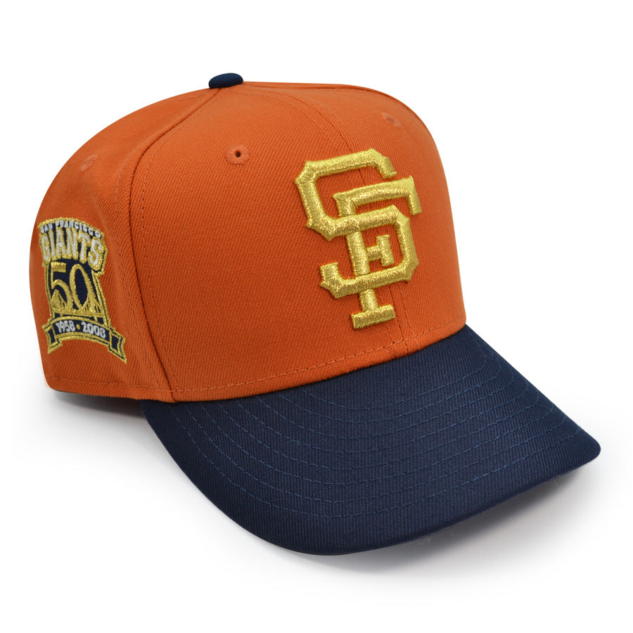 San Francisco Giants 50th ANNIVERSARY Exclusive New Era 59Fifty Fitted Hat - Flight Orange/Navy