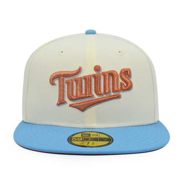 Minnesota Twins Script BOMBA SQUAD Exclusive New Era 59Fifty Fitted Hat - Chrome/Sky