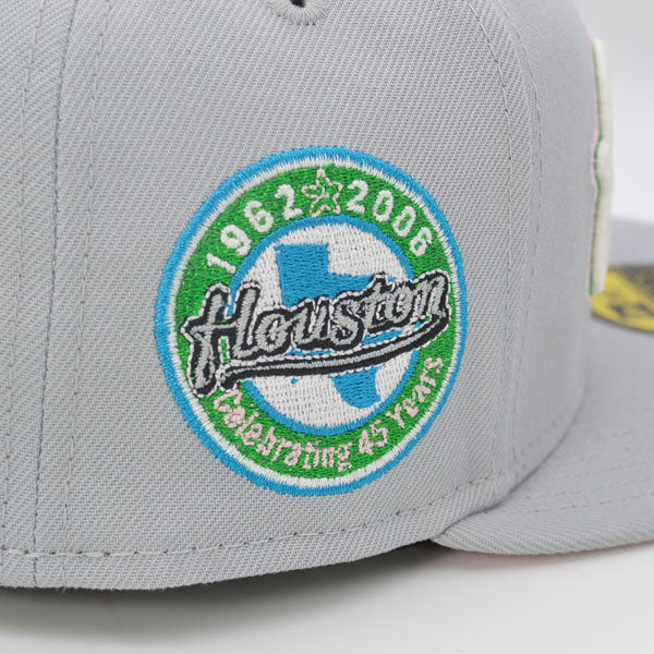 Houston Astros 45 Years Exclusive New Era 59Fifty Fitted Hat  - Gray/Metallic Green/Pink UV