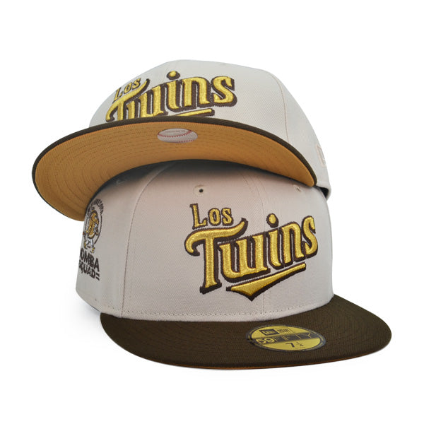 Minnesota Los Twins Script BOMBA SQUAD Exclusive New Era 59Fifty Fitted Hat - Stone/Walnut