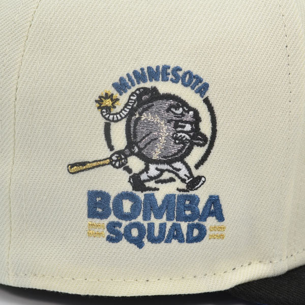 Minnesota Twins Script BOMBA SQUAD Exclusive New Era 59Fifty Fitted Hat - Chrome/Black