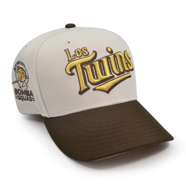 Minnesota Los Twins Script BOMBA SQUAD Exclusive New Era 59Fifty Fitted Hat - Stone/Walnut