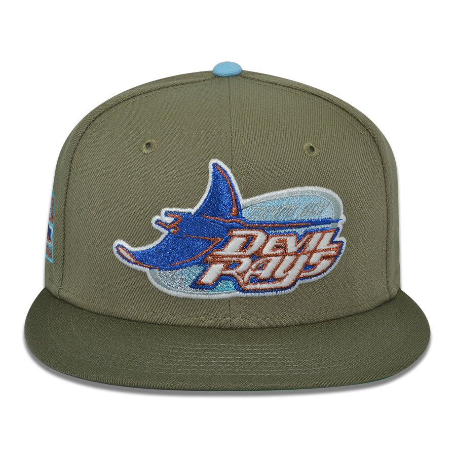 Tampa Devil Rays "MONEY BAY" Exclusive New Era 59Fifty Fitted Hat - Green Bark/New Olive