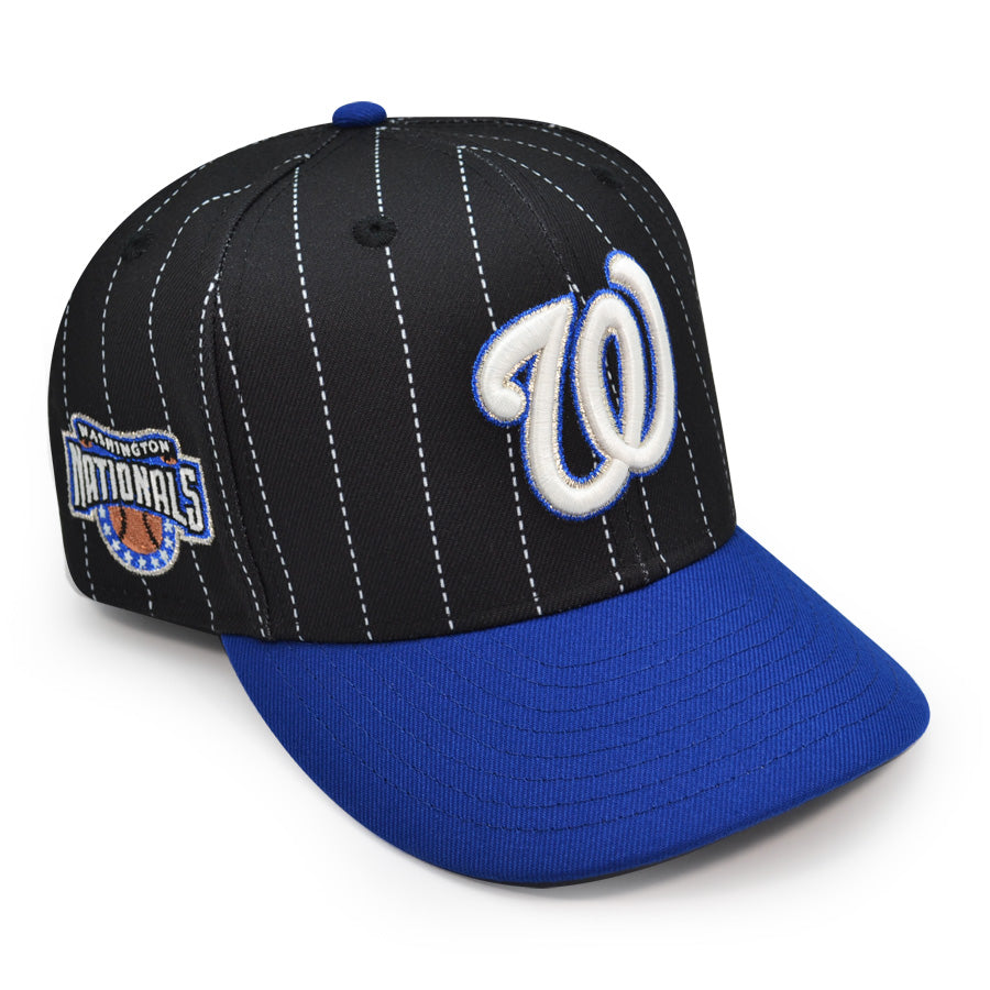 Washington Nationals Top Alternate Logo Exclusive Pinstripe New Era 59Fifty Fitted Hat -Black/Royal