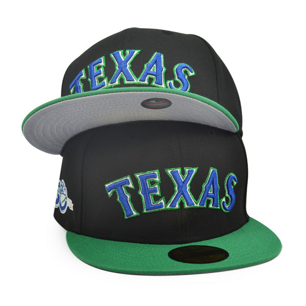 Texas Rangers 50th ANNIVERSARY Exclusive New Era 59Fifty Fitted Hat - Black/Bot Green