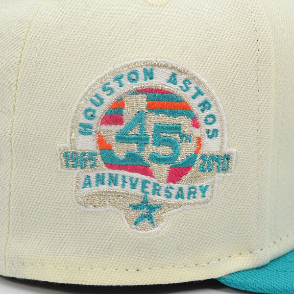 Houston Astros 45th ANNIVERSARY Exclusive New Era 59Fifty Fitted Hat - Chrome/Teal
