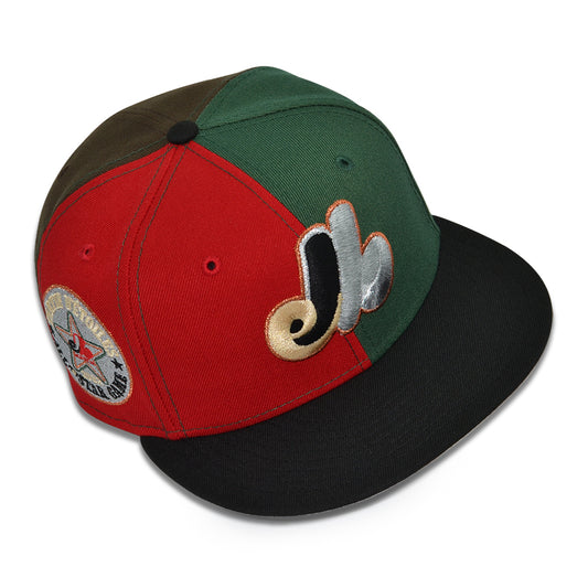 Montreal Expos "MAHOGANY NIGHTS" Pinwheel Exclusive New Era 59Fifty Fitted Hat - Cilantro/Walnut/Scarlet