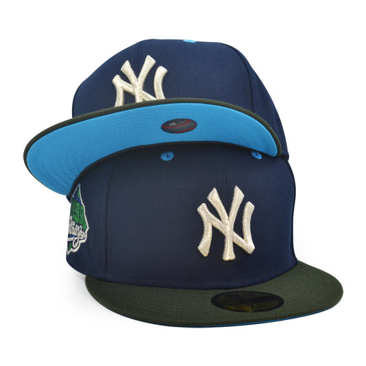 New York Yankees 1999 WORLD SERIES Exclusive New Era 59Fifty Fitted Hat - Ocean Side Navy/Dark Seaweed