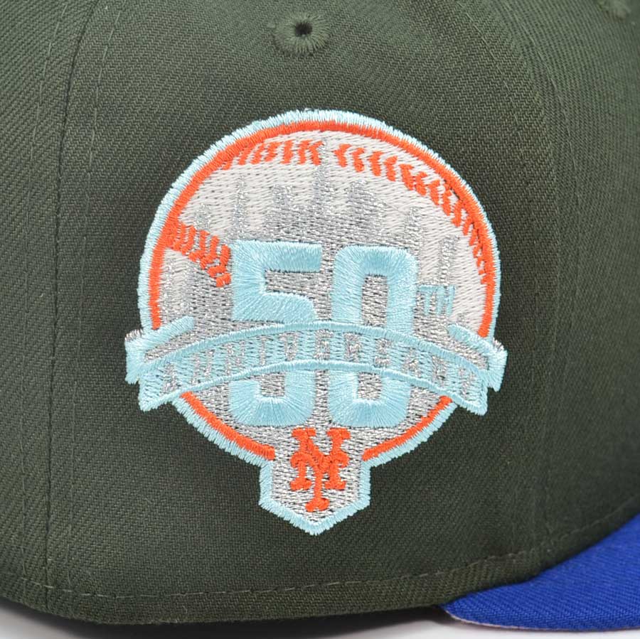 New York Mets 50th ANNIVERSARY Exclusive New Era 59Fifty Fitted Hat - Dark Seaweed/Calming Blue