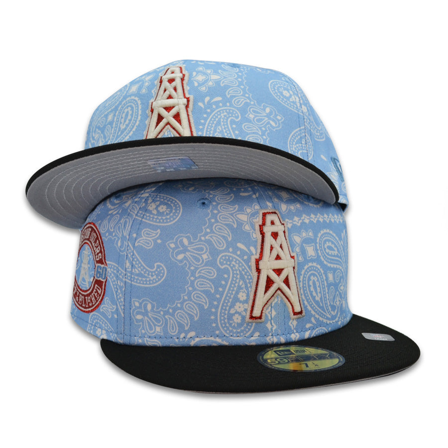 Houston Oilers 1960 Established Exclusive New Era 59Fifty Fitted Hat - Sky Paisley/Black