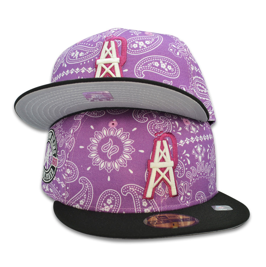 Houston Oilers 1960 Established Exclusive New Era 59Fifty Fitted Hat -Purple Paisley/Black