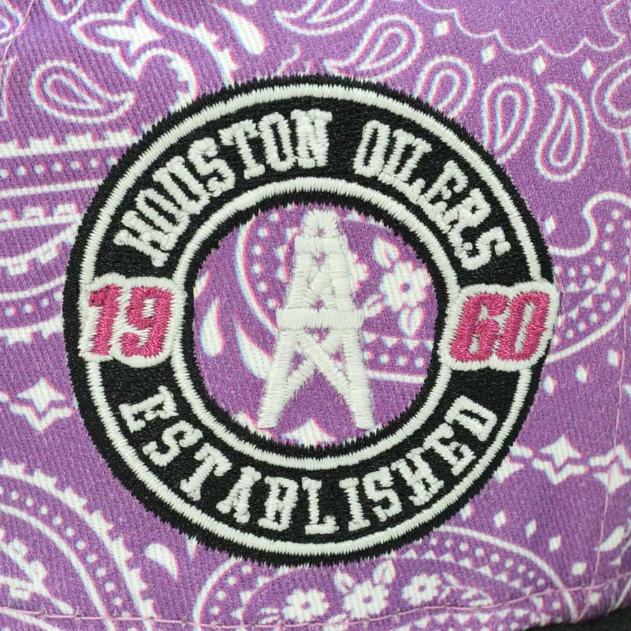 Houston Oilers 1960 Established Exclusive New Era 59Fifty Fitted Hat -Purple Paisley/Black