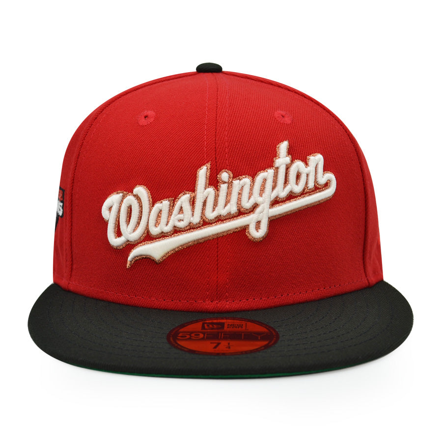 Washington Nationals Script 2019 WORLD SERIES CHAMPIONS Exclusive New Era 59Fifty Fitted Hat - Scarlet/Black