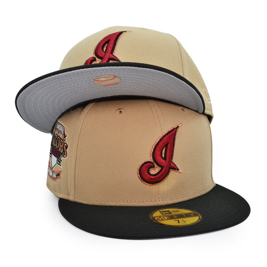 Cleveland Indians JACOBS FIELD Exclusive New Era 59Fifty Fitted Hat - Camel/Black