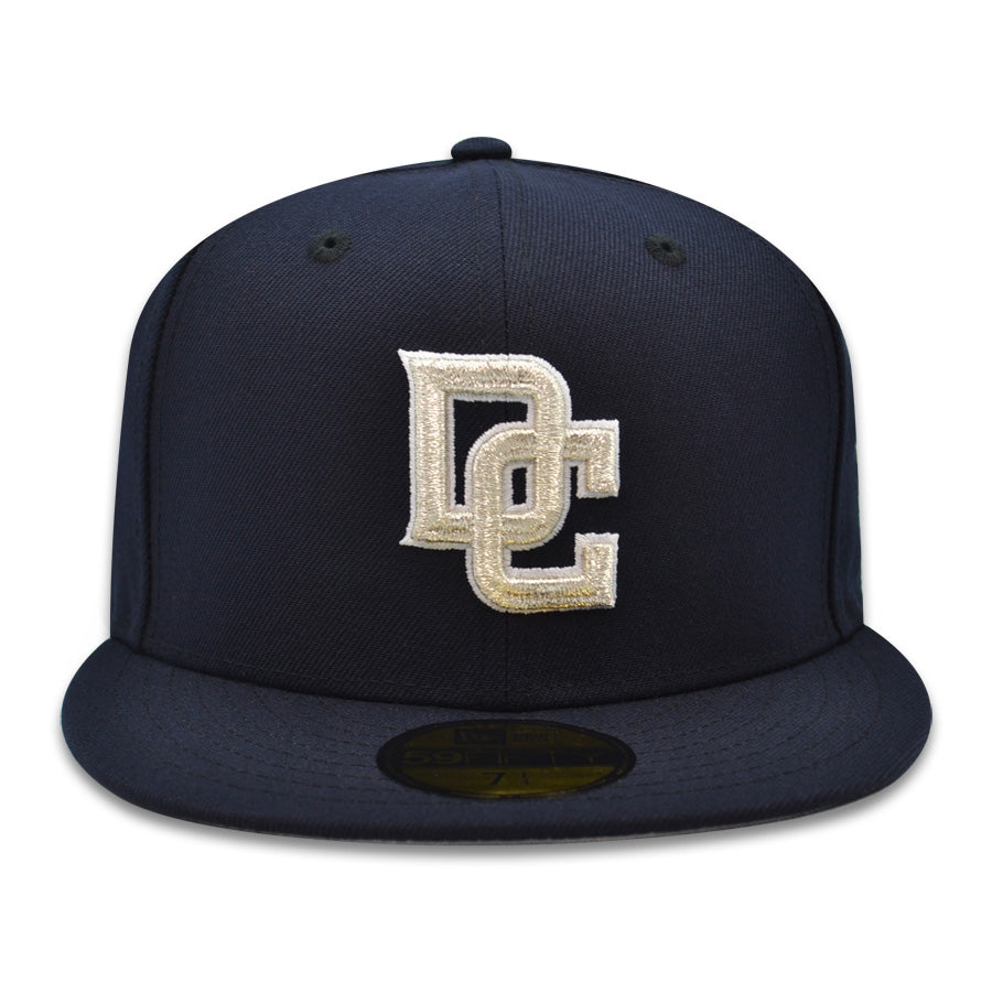 Washington Nationals DC Logo SIDE BATTY Exclusive New Era 59Fifty Fitted Hat -Navy/Metallic Silver