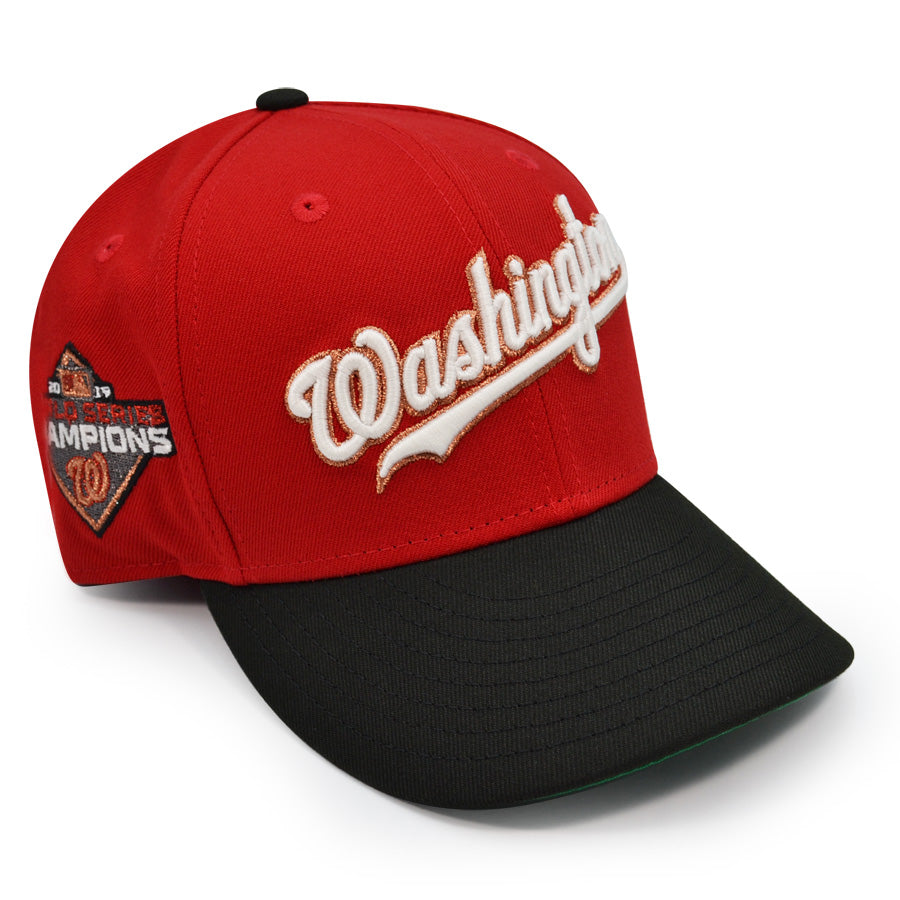 Washington Nationals Script 2019 WORLD SERIES CHAMPIONS Exclusive New Era 59Fifty Fitted Hat - Scarlet/Black