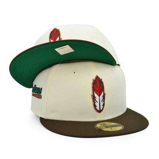 Kinston Indians Exclusive Team Word Mark New Era 59Fifty Fitted Hat - Chrome/Walnut