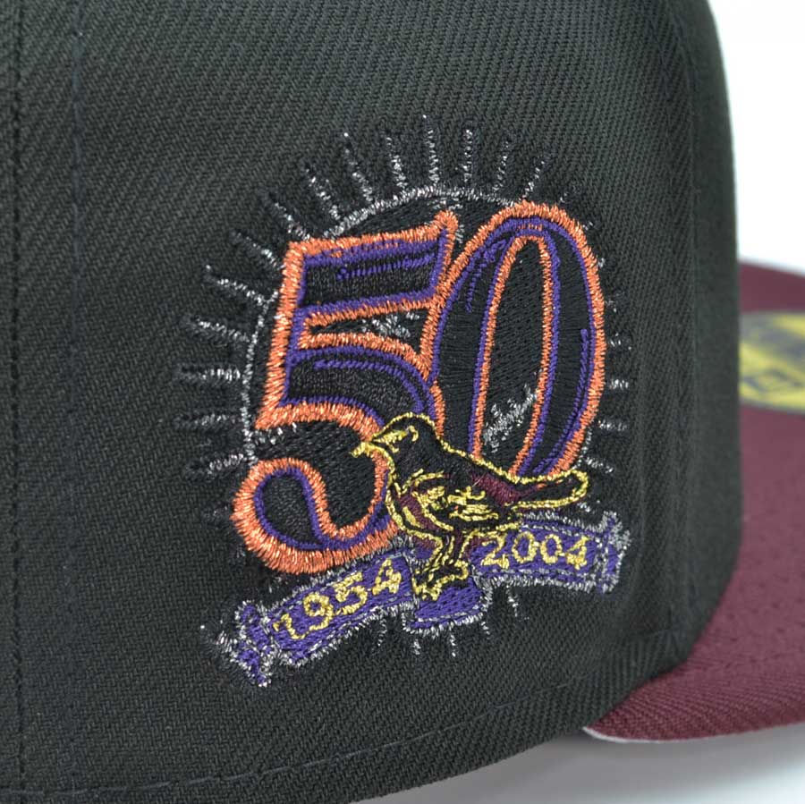 Baltimore Orioles 50TH ANNIVERSARY Exclusive New Era 59Fifty Fitted Hat - Black/Maroon