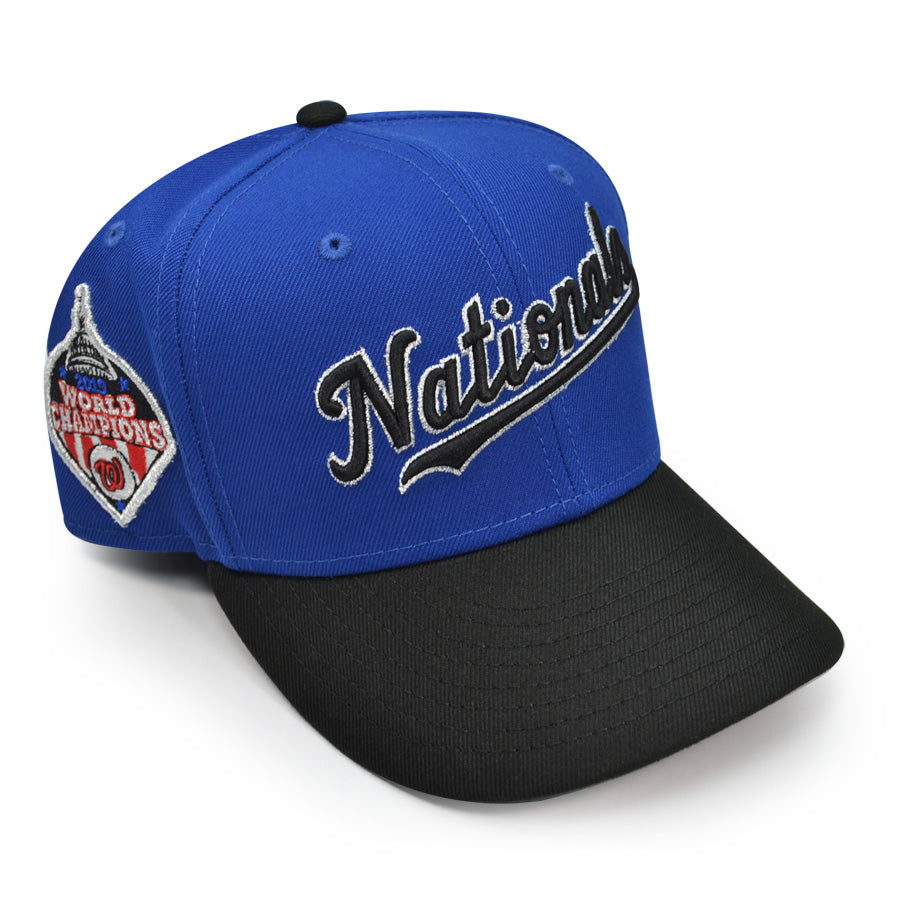 Washington Nationals Script 2019 WORLD SERIES Exclusive New Era 59Fifty Fitted Hat - Royal/Black