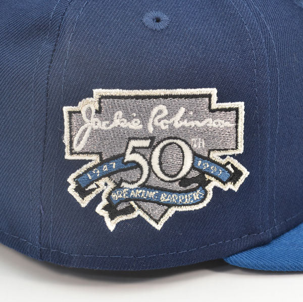 Brooklyn Dodgers Jackie Robinson 50th ANNIVERSARY Exclusive New Era 59Fifty Fitted Hat - Ocean Blue/Seashore