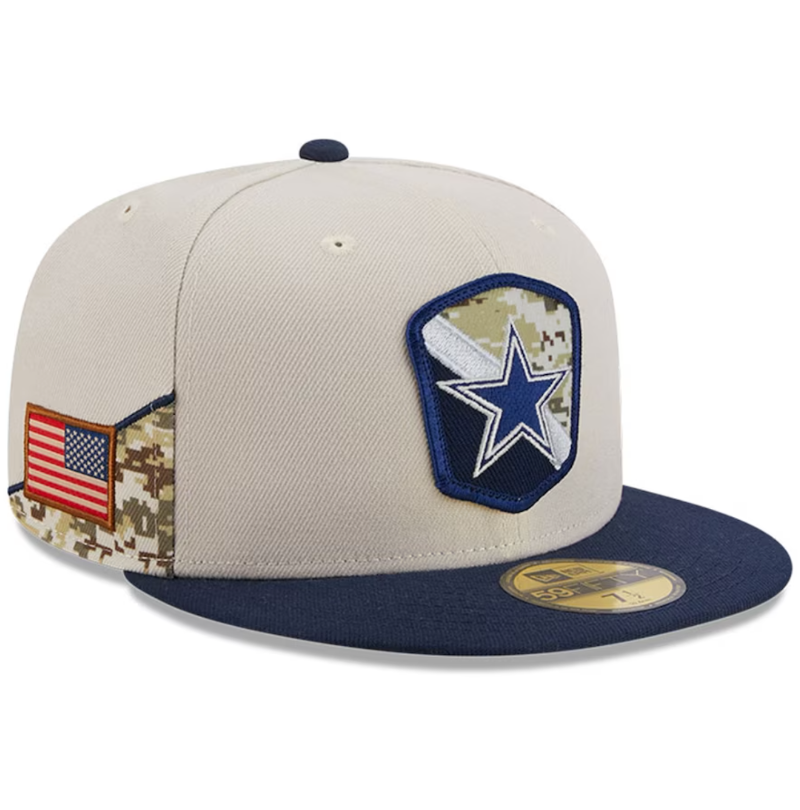 Dallas Cowboys New Era 2023 Salute To Service 59FIFTY Fitted Hat - Stone/Navy