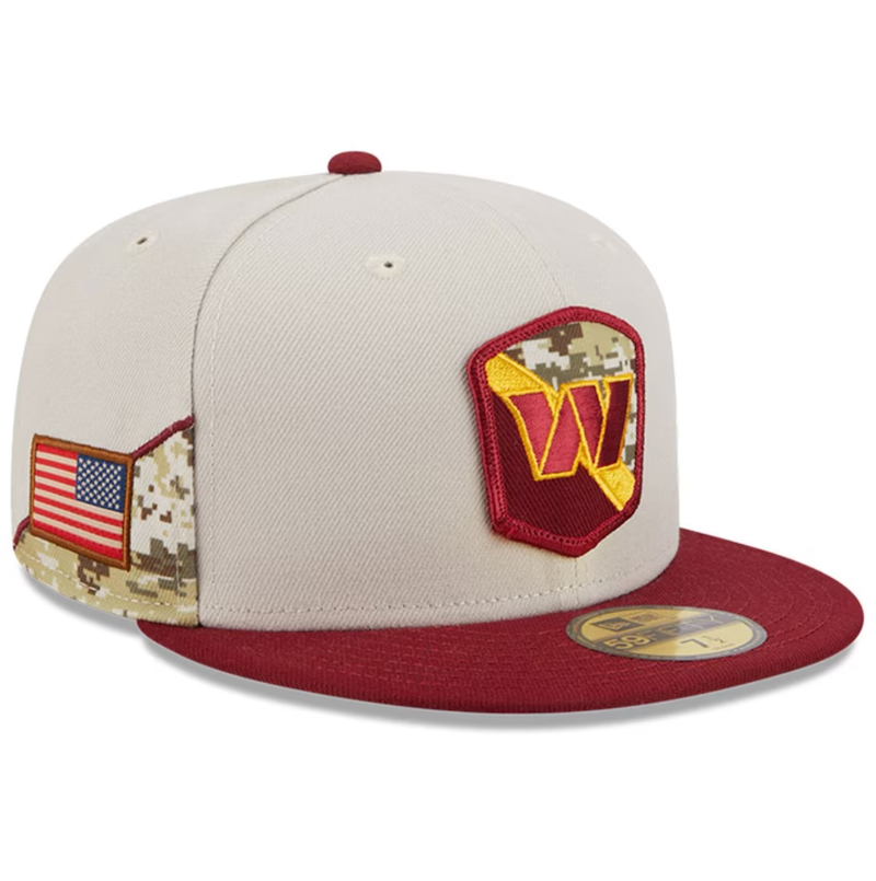 Washington Commanders New Era 2023 Salute To Service 59FIFTY Fitted Hat - Stone/Burgundy