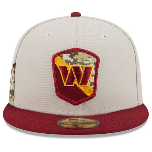 Washington Commanders New Era 2023 Salute To Service 59FIFTY Fitted Hat - Stone/Burgundy