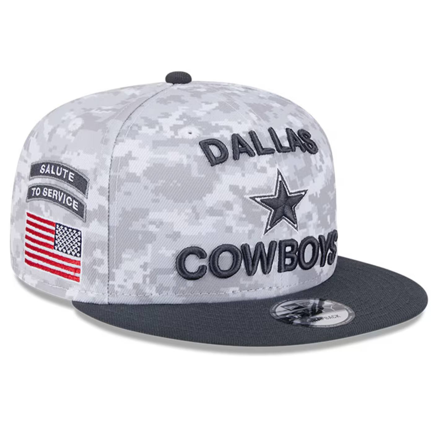 Dallas Cowboys New Era 2024 Salute To Service 9Fifty Snapback Hat - Chrome/Graphite