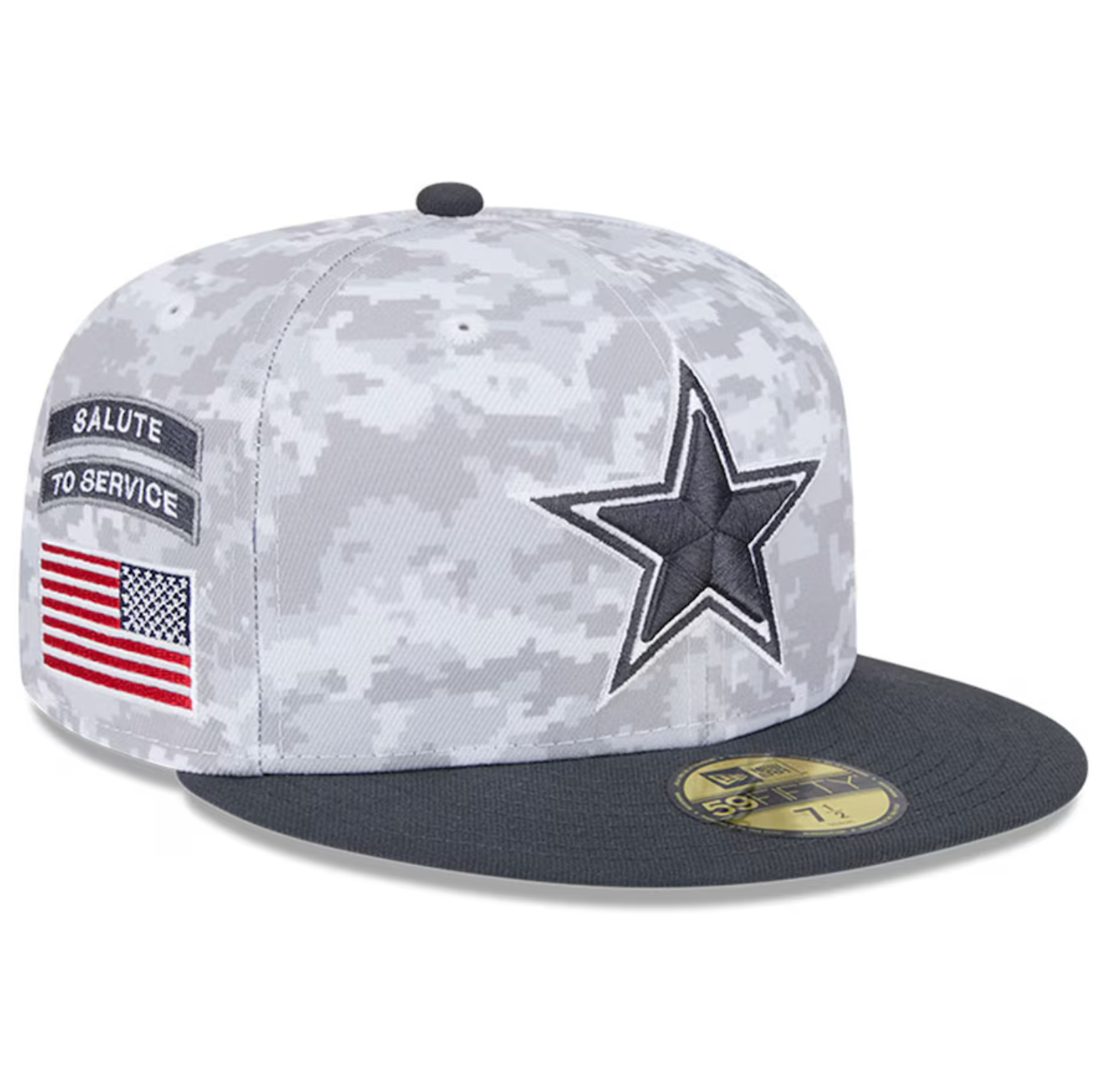 Dallas Cowboys New Era 2024 Salute To Service 59FIFTY Fitted Hat - Chrome/Graphite