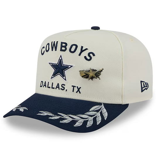 Dallas Cowboys New Era 2025 NFL Draft On Stage A-Frame 59FIFTY Fitted Hat - Cream/Navy