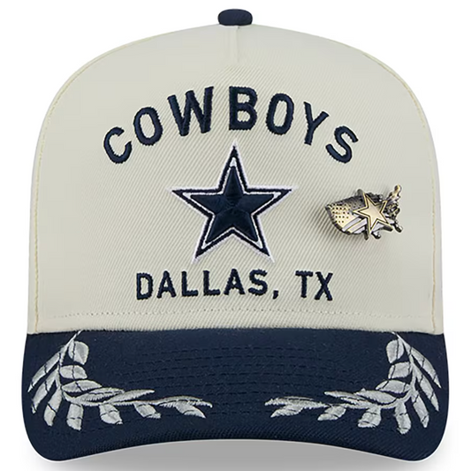 Dallas Cowboys New Era 2025 NFL Draft On Stage A-Frame 59FIFTY Fitted Hat - Cream/Navy