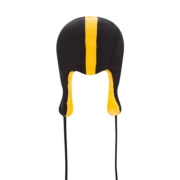 Pittsburgh Steelers New Era NFL Helmet Head Trapper Knit Hat - Black/ Yellow