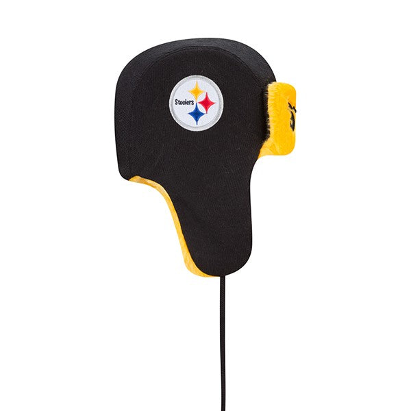 Pittsburgh Steelers New Era NFL Helmet Head Trapper Knit Hat - Black/ Yellow