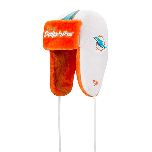 Miami Dolphins New Era NFL Helmet Head Trapper Knit Hat - Orange/ White