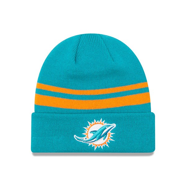 Miami Dolphins New Era STRIPED Cuffed Knit NFL Hat