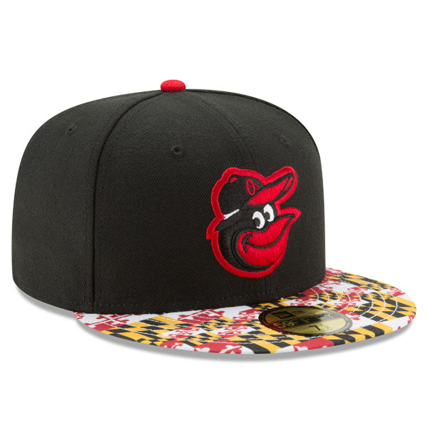 Baltimore Orioles New Era MARYLAND FLAG Fitted 59Fifty MLB Hat - Black/Red