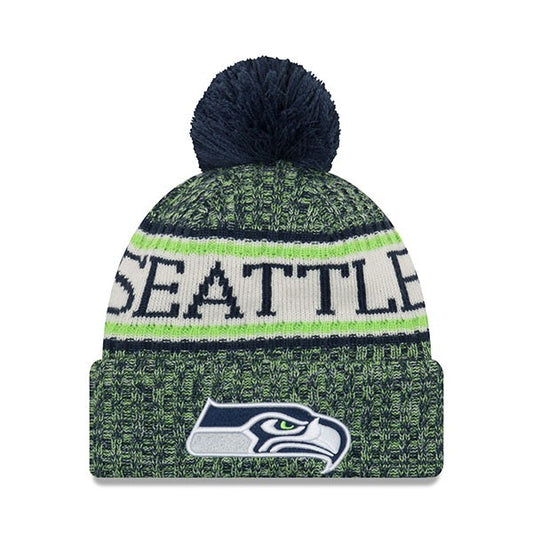 Seattle Seahawks New Era 2018 NFL On-Field SPORT KNIT Cuffed Pom Hat