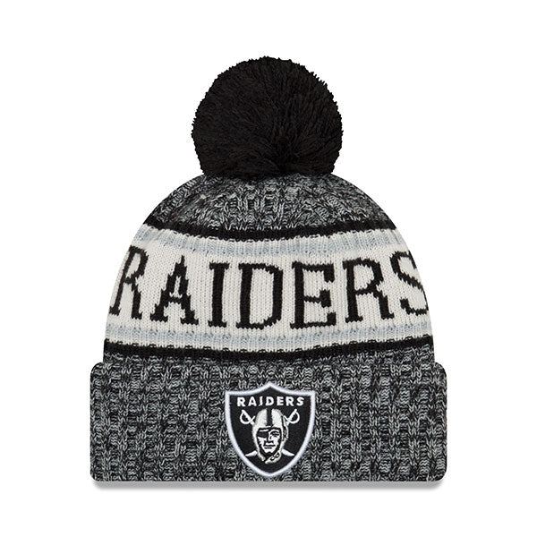 Oakland Raiders New Era 2018 NFL On-Field SPORT KNIT Cuffed Pom Hat