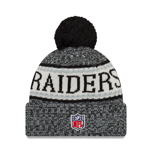 Oakland Raiders New Era 2018 NFL On-Field SPORT KNIT Cuffed Pom Hat